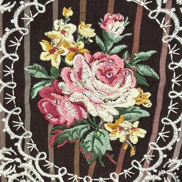 Floral Embroidered Brown Blouse - Picture 7 of 15